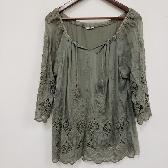 Womens Made In Italy Silk Embroidered Top Size 6 27 Fairy Grunge Boho Festival - Picture 3 of 12